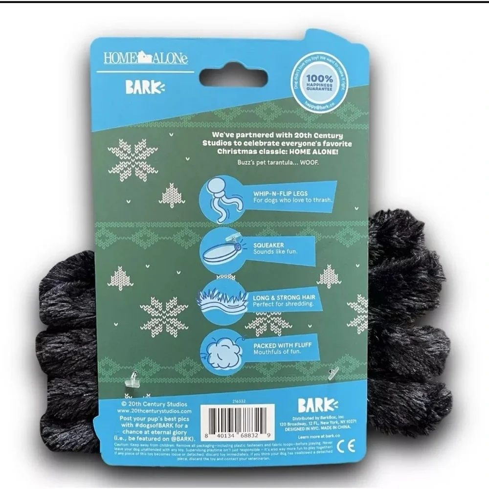 Home Alone Movie Plush Tarantula Spider Christmas Holiday Bark Box Dog Toy